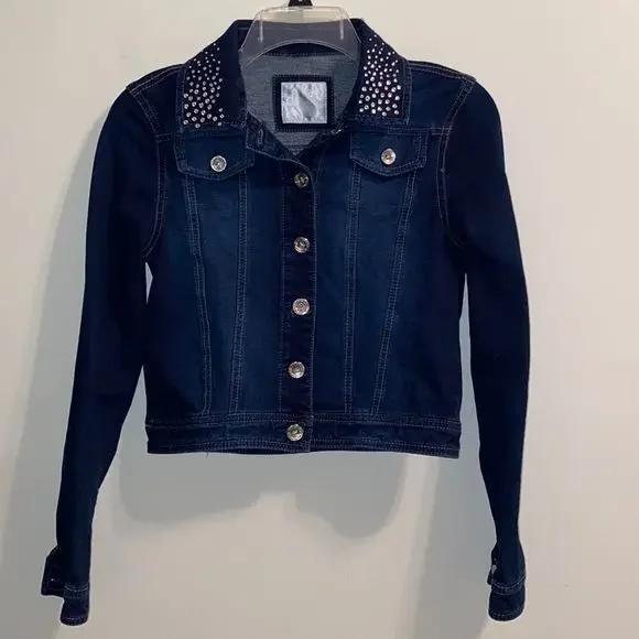Justice Dark Stretch Denim Jacket - Picture 1 of 2